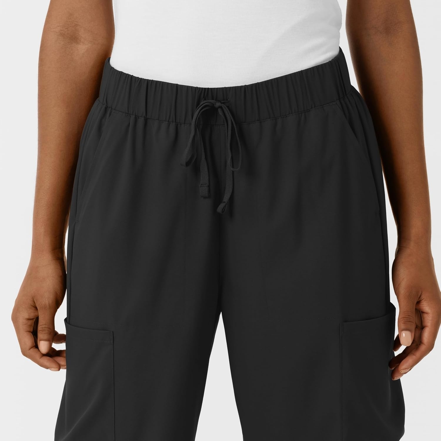 image:imageWink Scrubs for Women Boundless Classic Wide Leg Cargo Pants with Full Drawstring and 8 PocketsBlack