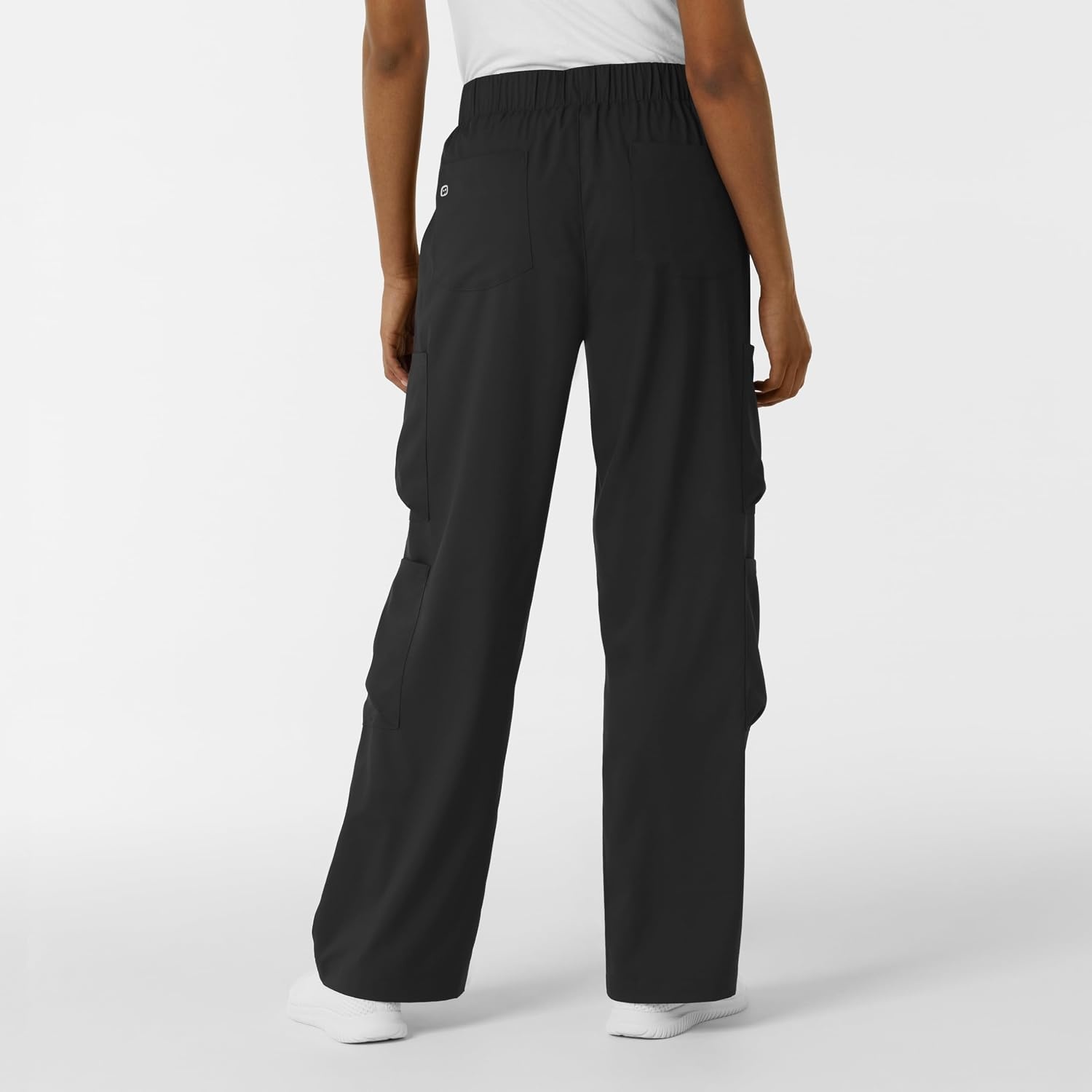image:imageWink Scrubs for Women Boundless Classic Wide Leg Cargo Pants with Full Drawstring and 8 PocketsBlack