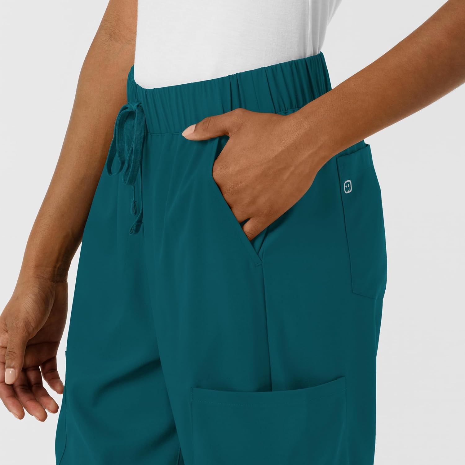 image:imageWink Scrubs for Women Boundless Classic Wide Leg Cargo Pants with Full Drawstring and 8 PocketsCaribbean