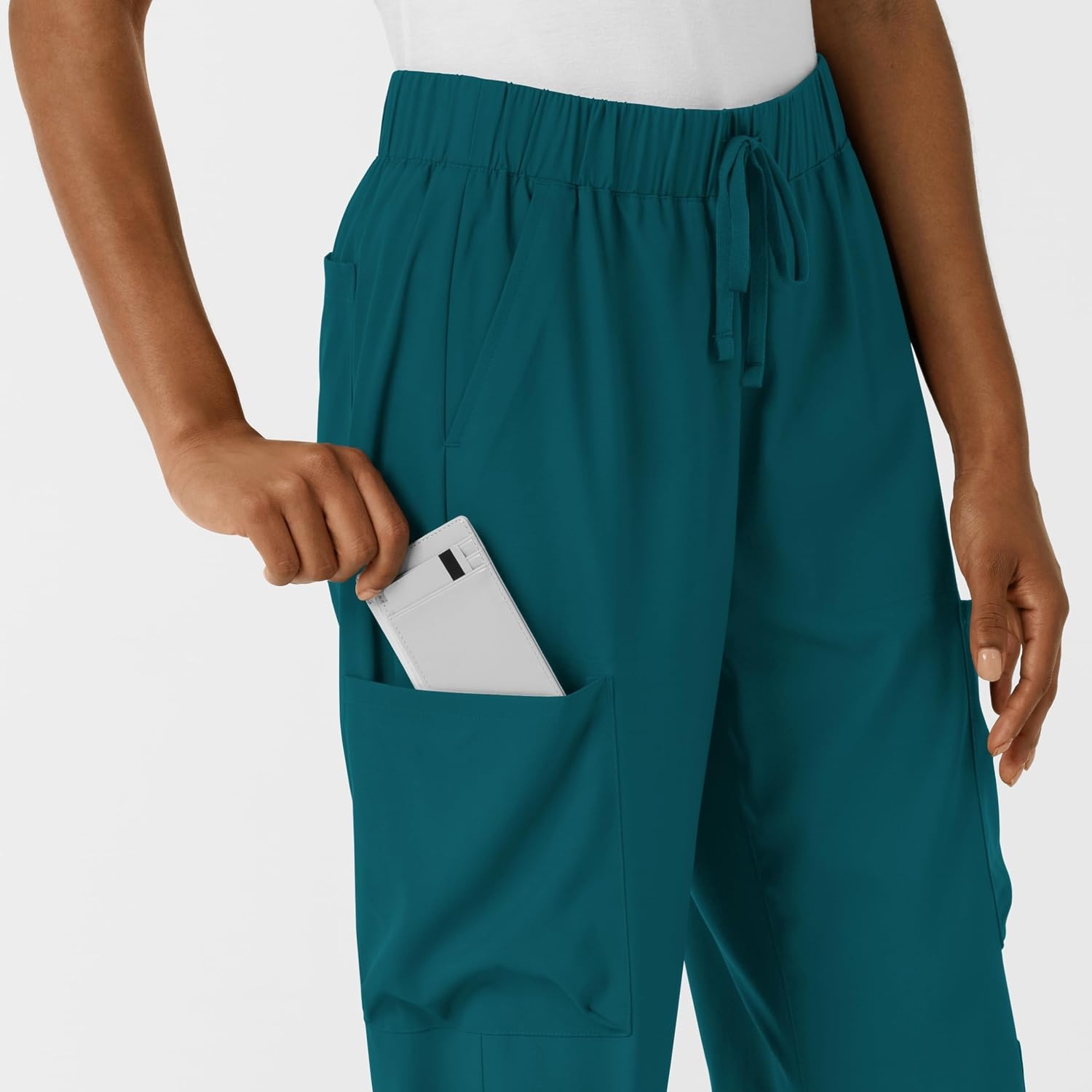 image:imageWink Scrubs for Women Boundless Classic Wide Leg Cargo Pants with Full Drawstring and 8 PocketsCaribbean