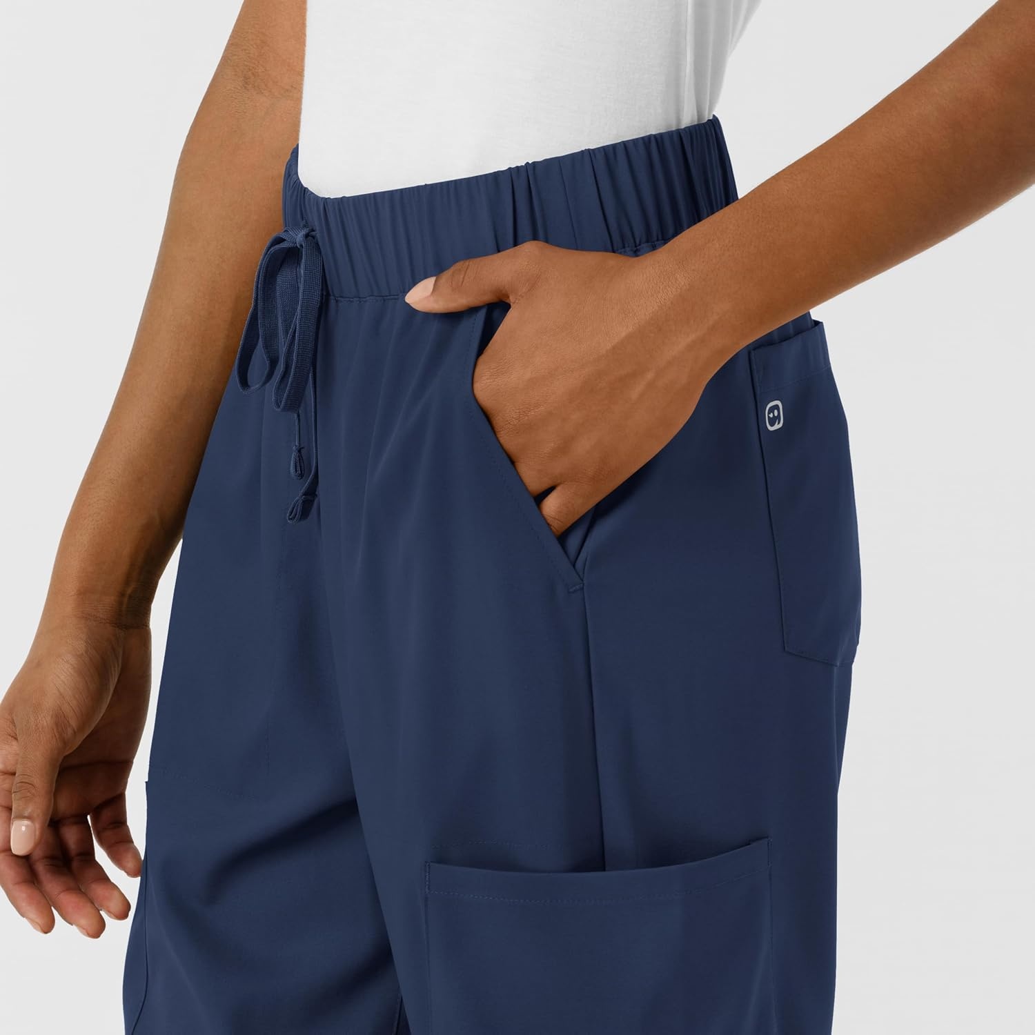image:imageWink Scrubs for Women Boundless Classic Wide Leg Cargo Pants with Full Drawstring and 8 PocketsNavy