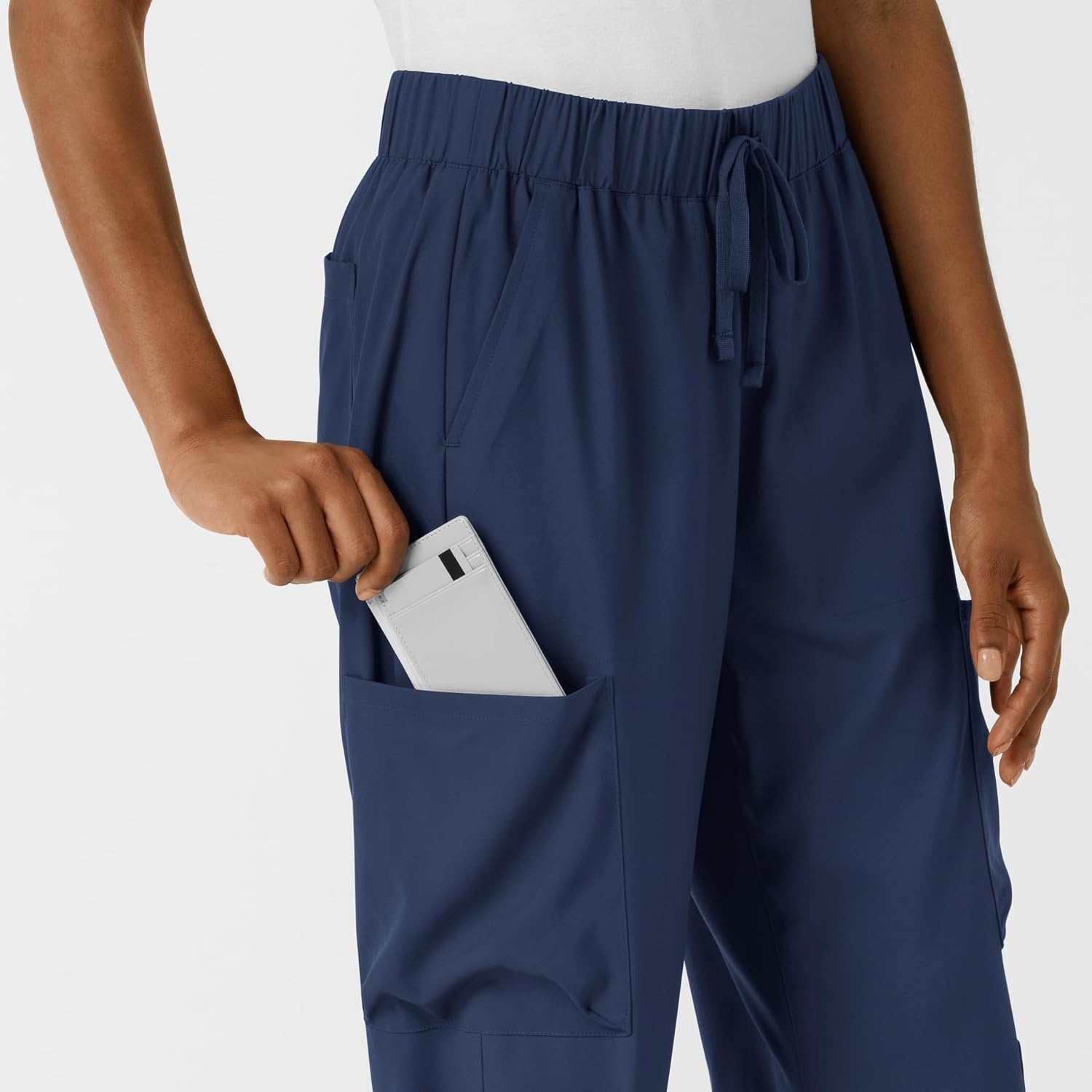 image:imageWink Scrubs for Women Boundless Classic Wide Leg Cargo Pants with Full Drawstring and 8 PocketsNavy
