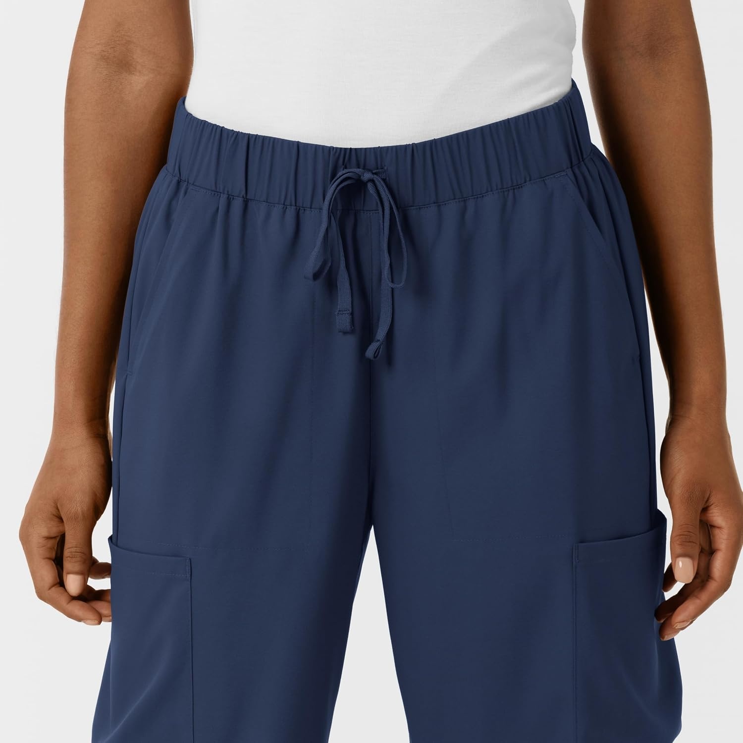 image:imageWink Scrubs for Women Boundless Classic Wide Leg Cargo Pants with Full Drawstring and 8 PocketsNavy