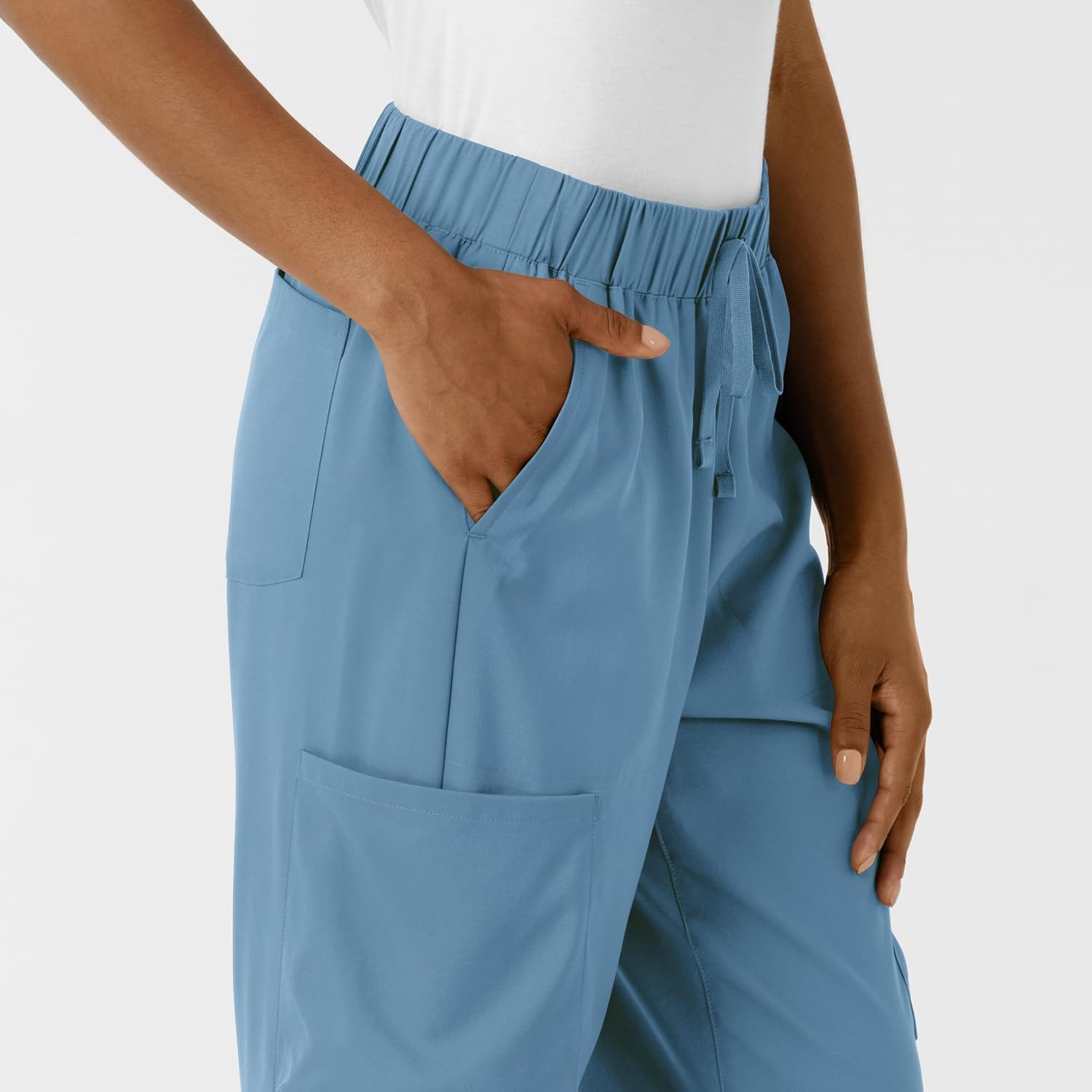 image:imageWink Scrubs for Women Boundless Classic Wide Leg Cargo Pants with Full Drawstring and 8 PocketsPacific Blue