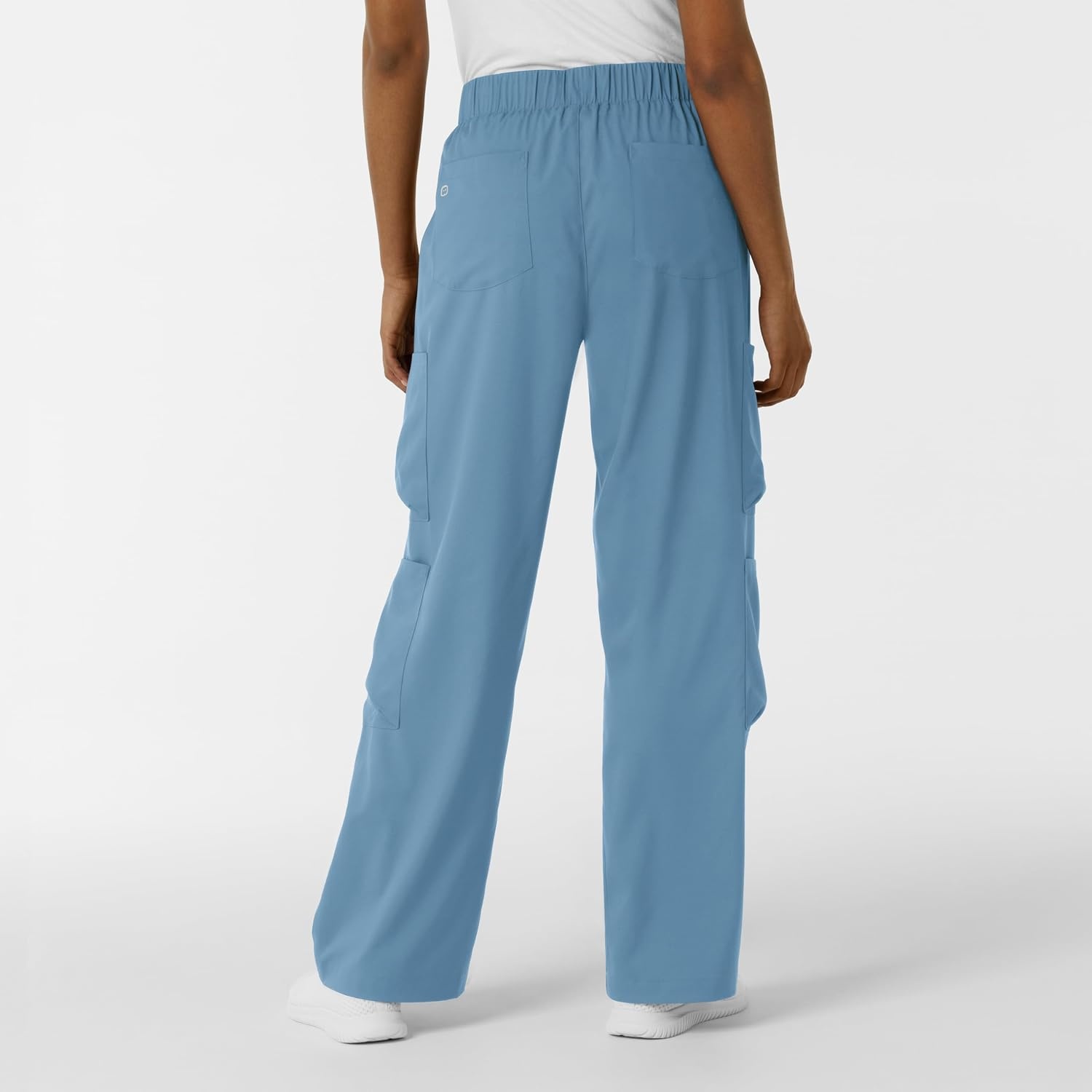 image:imageWink Scrubs for Women Boundless Classic Wide Leg Cargo Pants with Full Drawstring and 8 PocketsPacific Blue