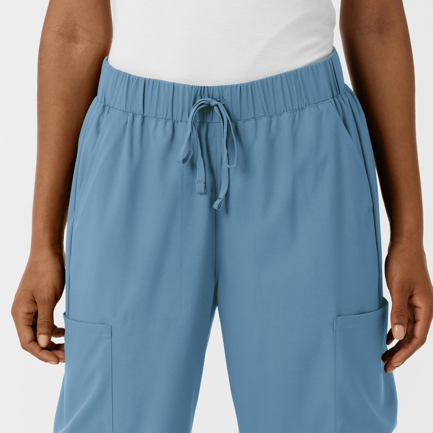 image:imageWink Scrubs for Women Boundless Classic Wide Leg Cargo Pants with Full Drawstring and 8 PocketsPacific Blue