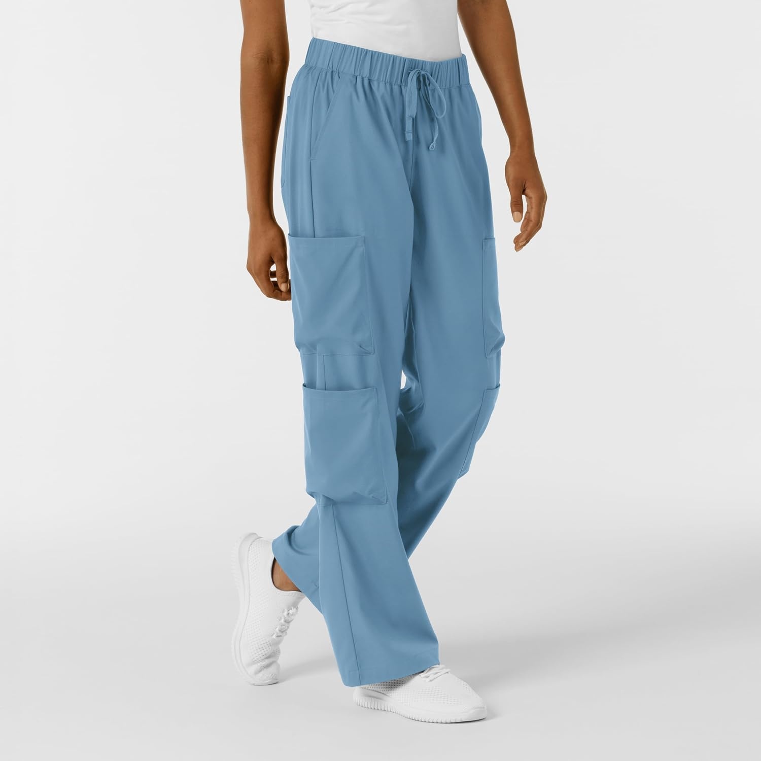 image:imageWink Scrubs for Women Boundless Classic Wide Leg Cargo Pants with Full Drawstring and 8 PocketsPacific Blue