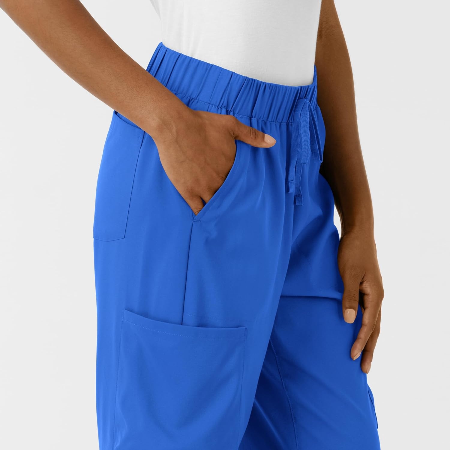 image:imageWink Scrubs for Women Boundless Classic Wide Leg Cargo Pants with Full Drawstring and 8 PocketsRoyal