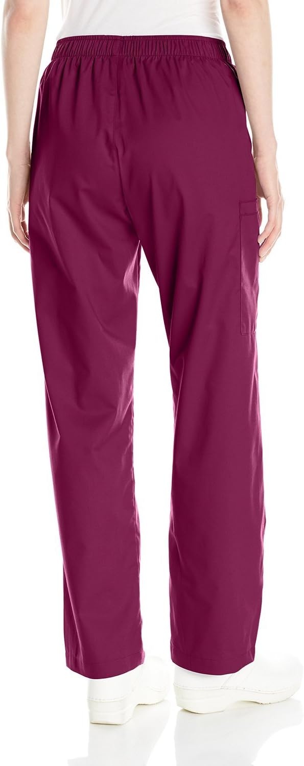 image:imageWink Scrubs for Women Boundless Classic Wide Leg Cargo Pants with Full Drawstring and 8 PocketsWine