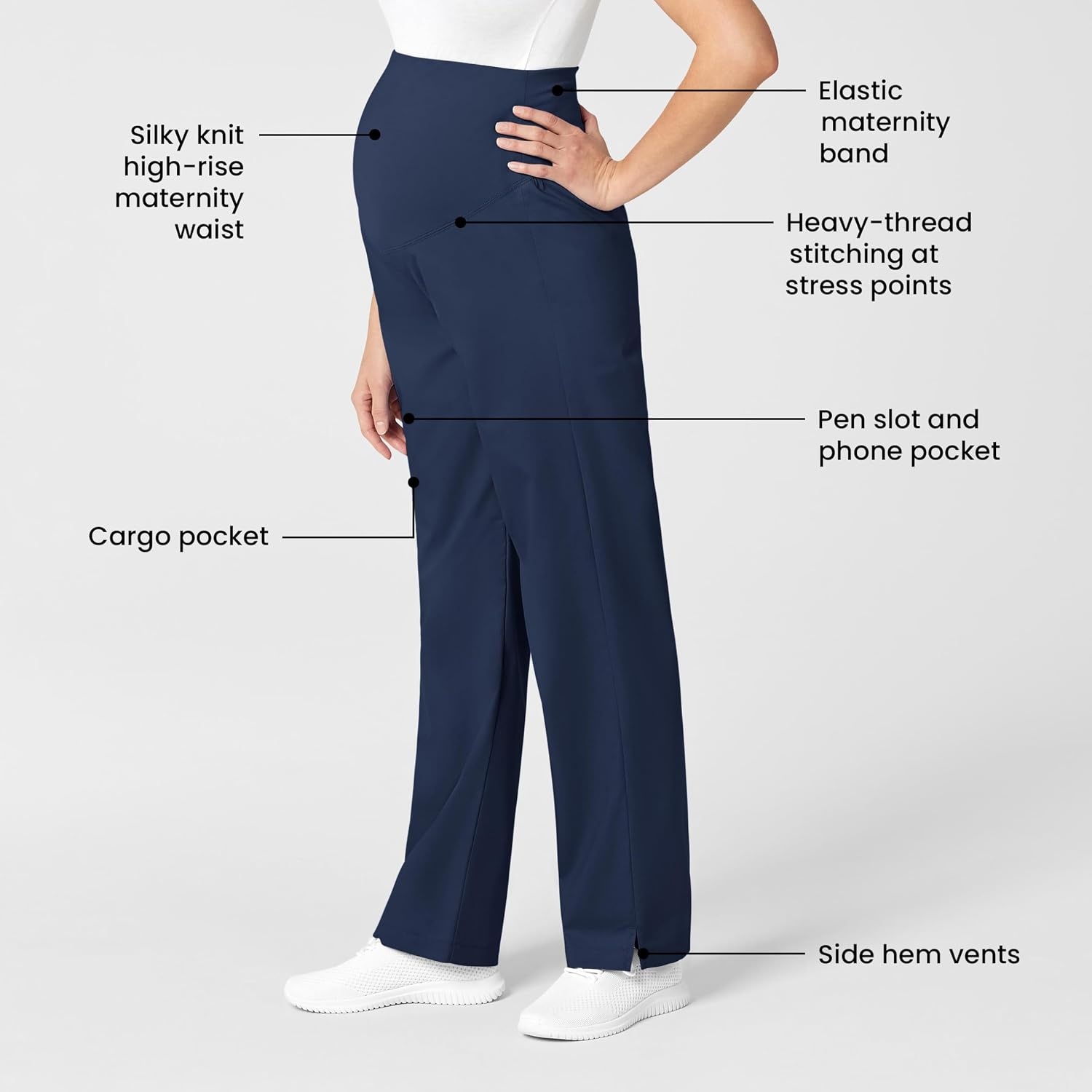 image:imageWonderWink Womens Wonderwork Scrubs for Maternity Cargo Scrub PantsNavy