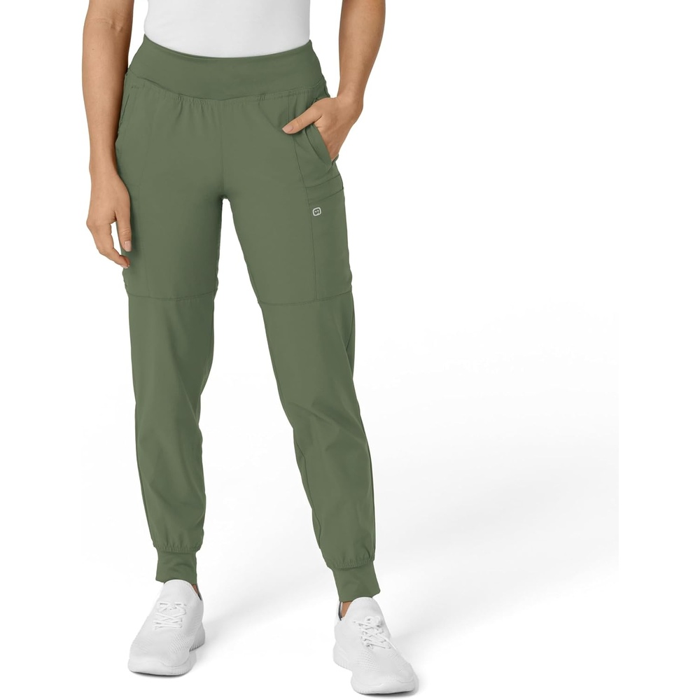 image:imageWINK Scrubs for Women W123 Comfort Waist Cargo Joggers Pants with 8 PocketsOlive