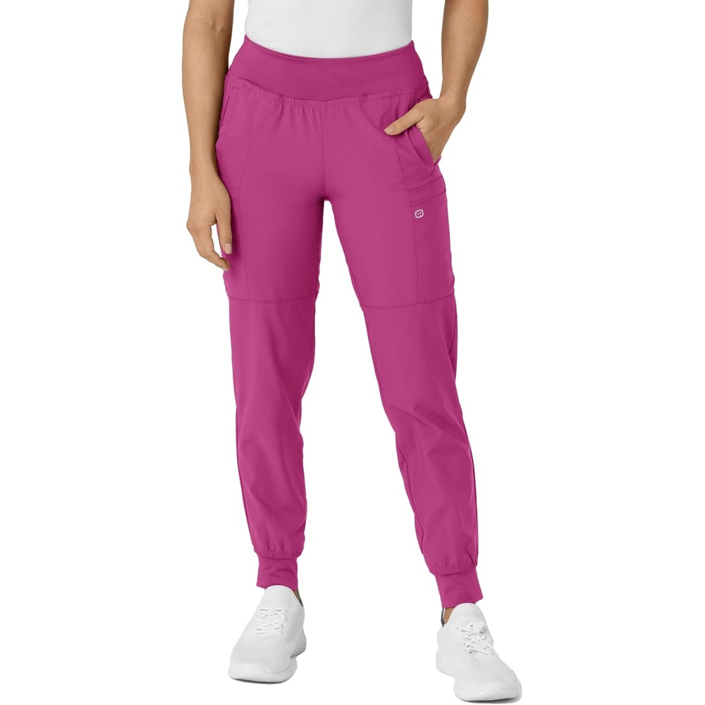 image:imageWINK Scrubs for Women W123 Comfort Waist Cargo Joggers Pants with 8 PocketsRaspberry