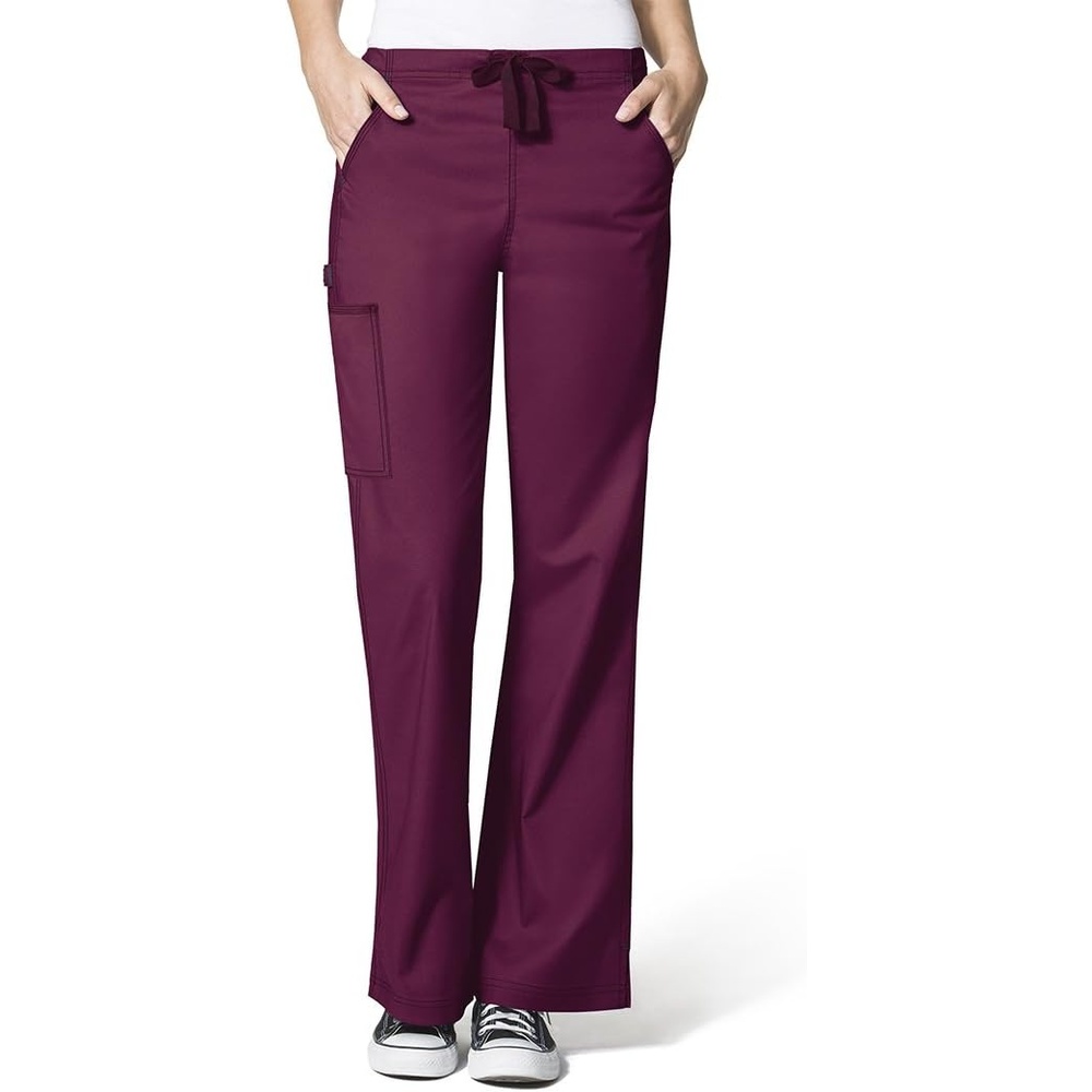 image:imageWINK WonderFLEX Grace Womens Flare Leg Cargo Scrub Pant Wine XS TAL