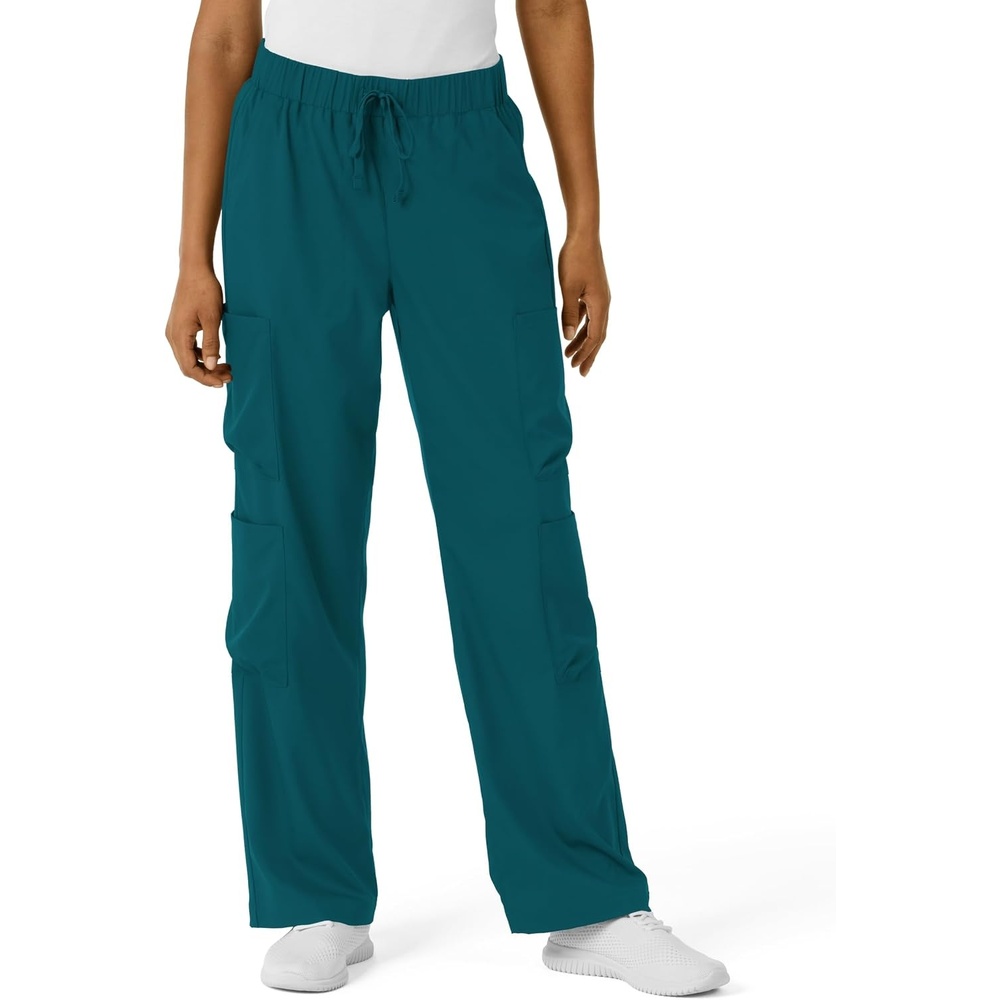 image:imageWink Scrubs for Women Boundless Classic Wide Leg Cargo Pants with Full Drawstring and 8 PocketsCaribbean