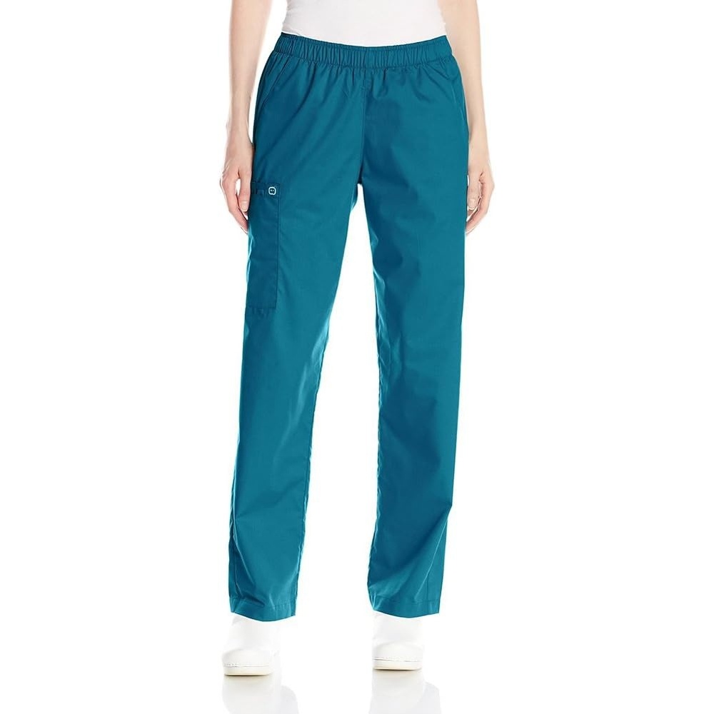 image:imageWink Scrubs for Women Boundless Classic Wide Leg Cargo Pants with Full Drawstring and 8 PocketsCaribbean Blue