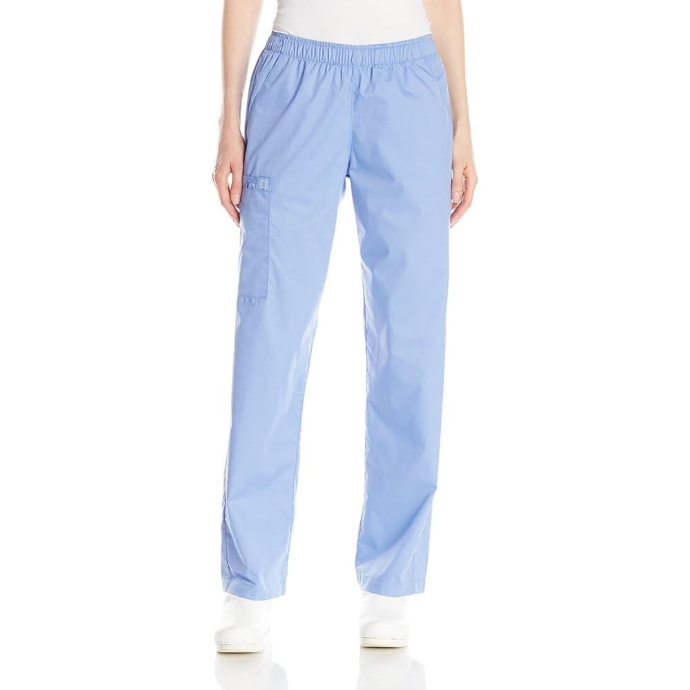 image:imageWink Scrubs for Women Boundless Classic Wide Leg Cargo Pants with Full Drawstring and 8 PocketsCeil Blue