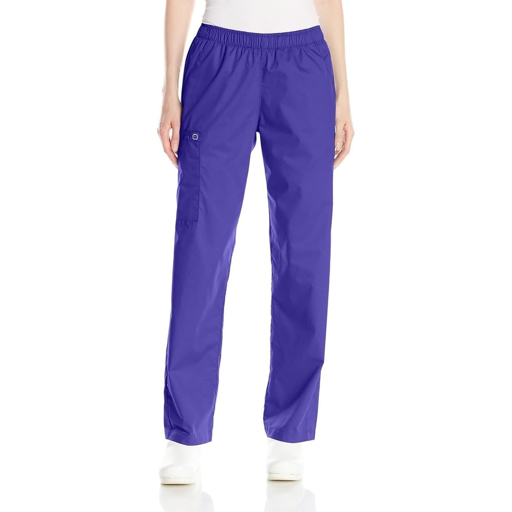 image:imageWink Scrubs for Women Boundless Classic Wide Leg Cargo Pants with Full Drawstring and 8 PocketsGrape