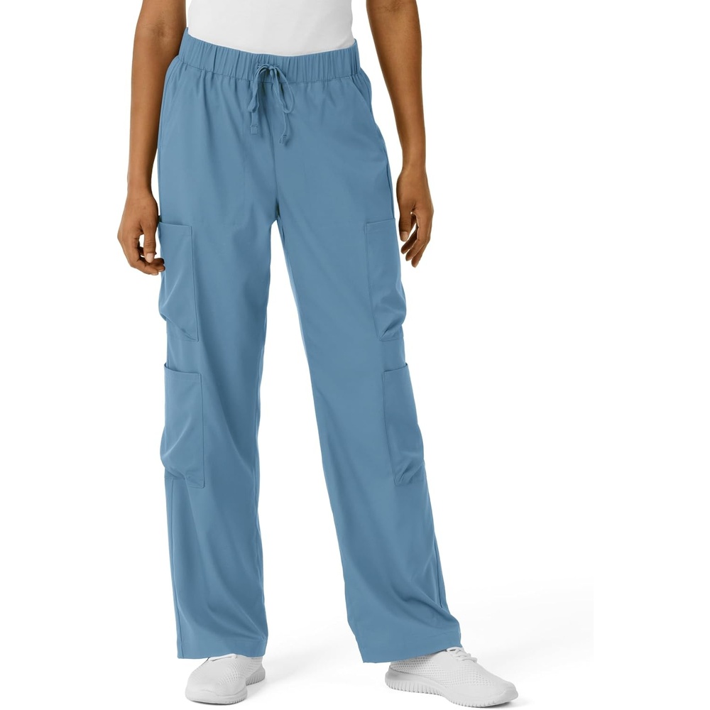 image:imageWink Scrubs for Women Boundless Classic Wide Leg Cargo Pants with Full Drawstring and 8 PocketsPacific Blue