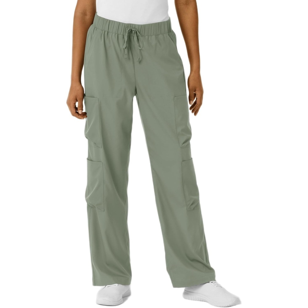 image:imageWink Scrubs for Women Boundless Classic Wide Leg Cargo Pants with Full Drawstring and 8 PocketsSage