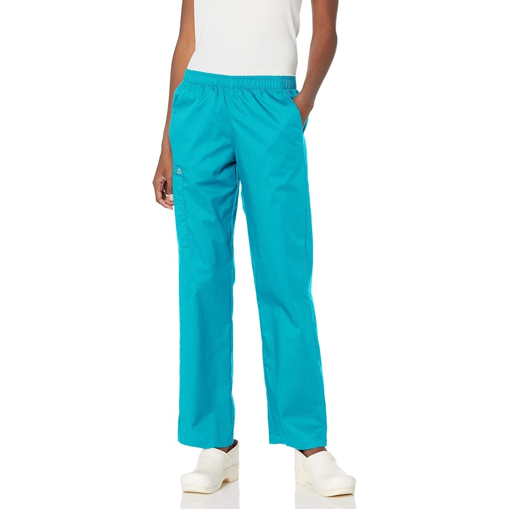 image:imageWink Scrubs for Women Boundless Classic Wide Leg Cargo Pants with Full Drawstring and 8 PocketsTeal Blue