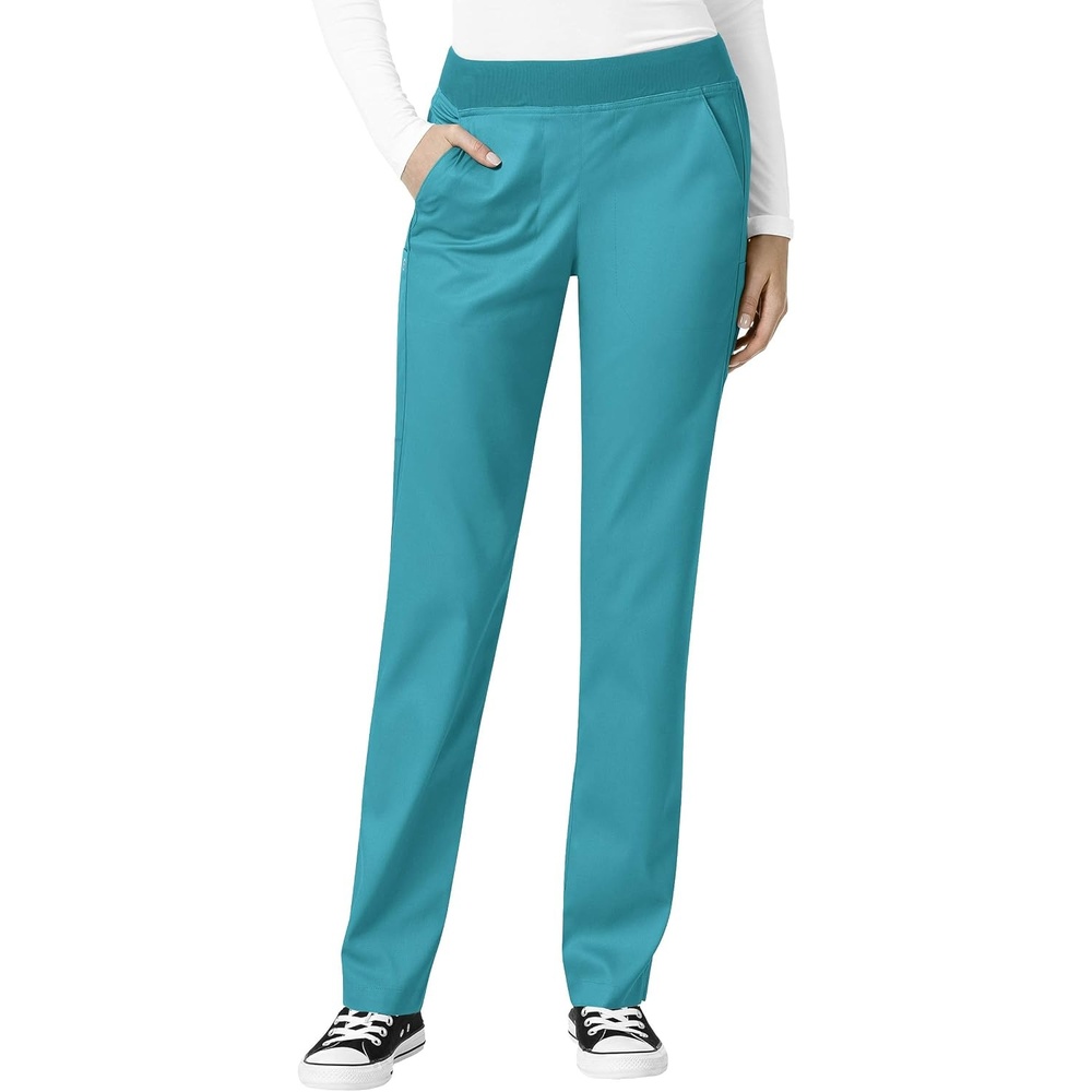 image:imageWonderWink Womens Knit Waist Cargo Scrub PantTeal Blue
