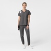 WINK Scrubs for Women, W123, Comfort Waist Cargo Joggers Pants with 8 Pockets(Charcoal Heather)