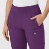WINK Scrubs for Women, W123, Comfort Waist Cargo Joggers Pants with 8 Pockets(Eggplant)