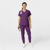 WINK Scrubs for Women, W123, Comfort Waist Cargo Joggers Pants with 8 Pockets(Eggplant)