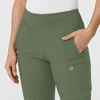 WINK Scrubs for Women, W123, Comfort Waist Cargo Joggers Pants with 8 Pockets(Olive)
