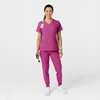 WINK Scrubs for Women, W123, Comfort Waist Cargo Joggers Pants with 8 Pockets(Raspberry)