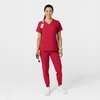 WINK Scrubs for Women, W123, Comfort Waist Cargo Joggers Pants with 8 Pockets(Red)