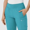 WINK Scrubs for Women, W123, Comfort Waist Cargo Joggers Pants with 8 Pockets(Teal Blue)