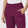 WINK Scrubs for Women, W123, Comfort Waist Cargo Joggers Pants with 8 Pockets(Wine)