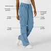 Wink Scrubs for Women, Boundless, Classic Wide Leg Cargo Pants with Full Drawstring and 8 Pockets(Pacific Blue)