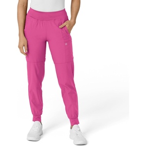 WINK Scrubs for Women, W123, Comfort Waist Cargo Joggers Pants with 8 Pockets(Hot Pink)