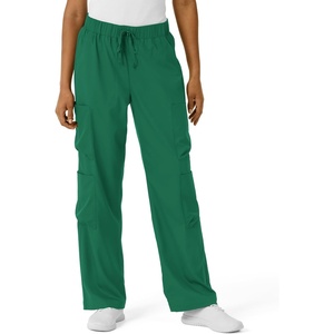 Wink Scrubs for Women, Boundless, Classic Wide Leg Cargo Pants with Full Drawstring and 8 Pockets(Hunter)
