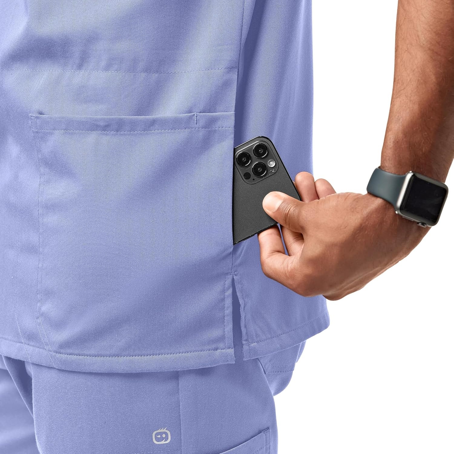 image:imageWINK PRO Mens MultiPocket VNeck Scrub TopCeil Blue