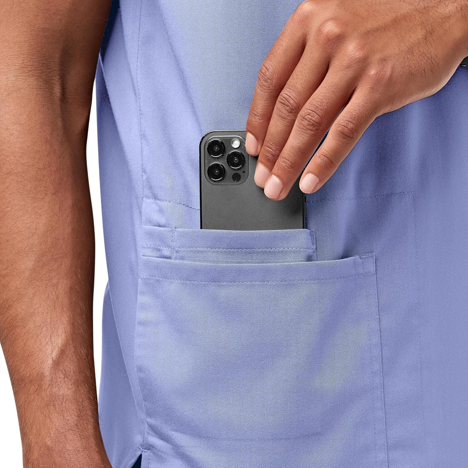 image:imageWINK PRO Mens MultiPocket VNeck Scrub TopCeil Blue