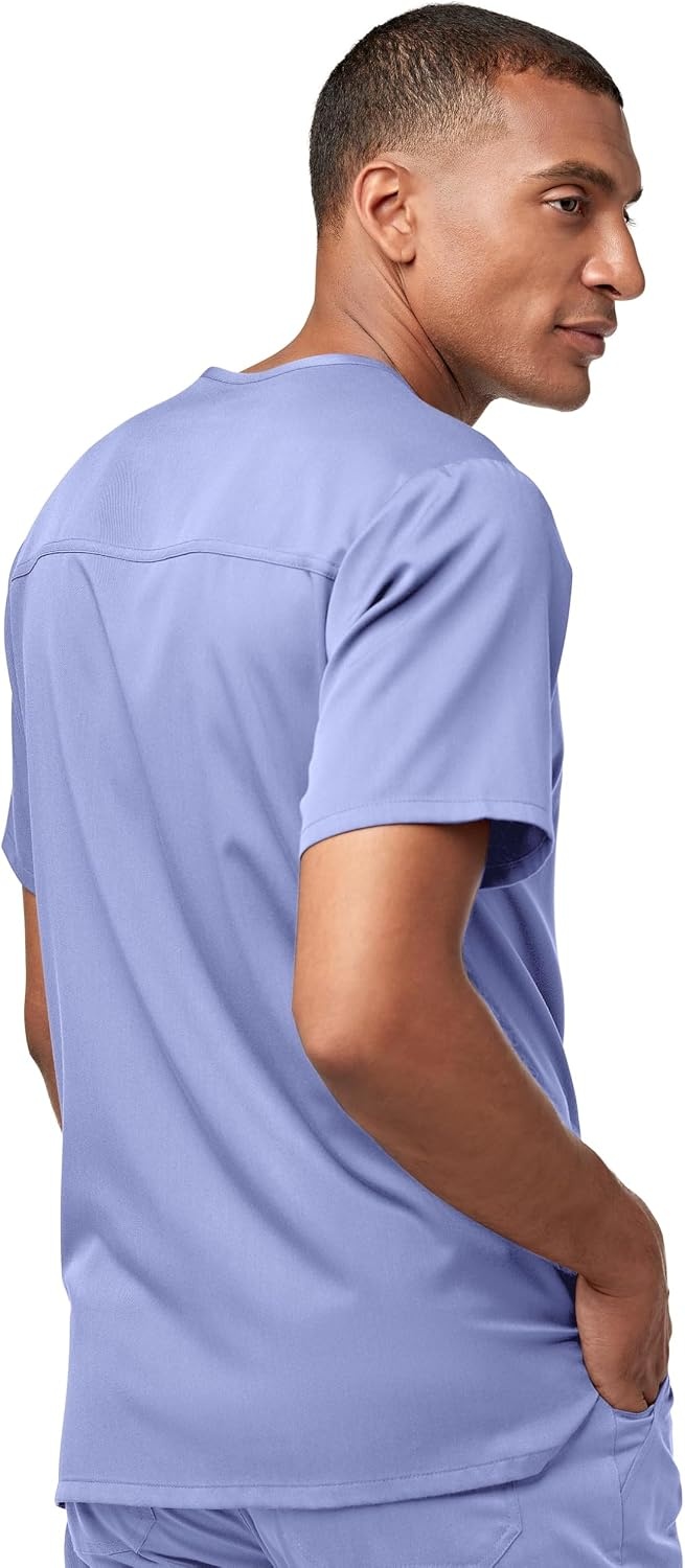 image:imageWINK PRO Mens MultiPocket VNeck Scrub TopCeil Blue