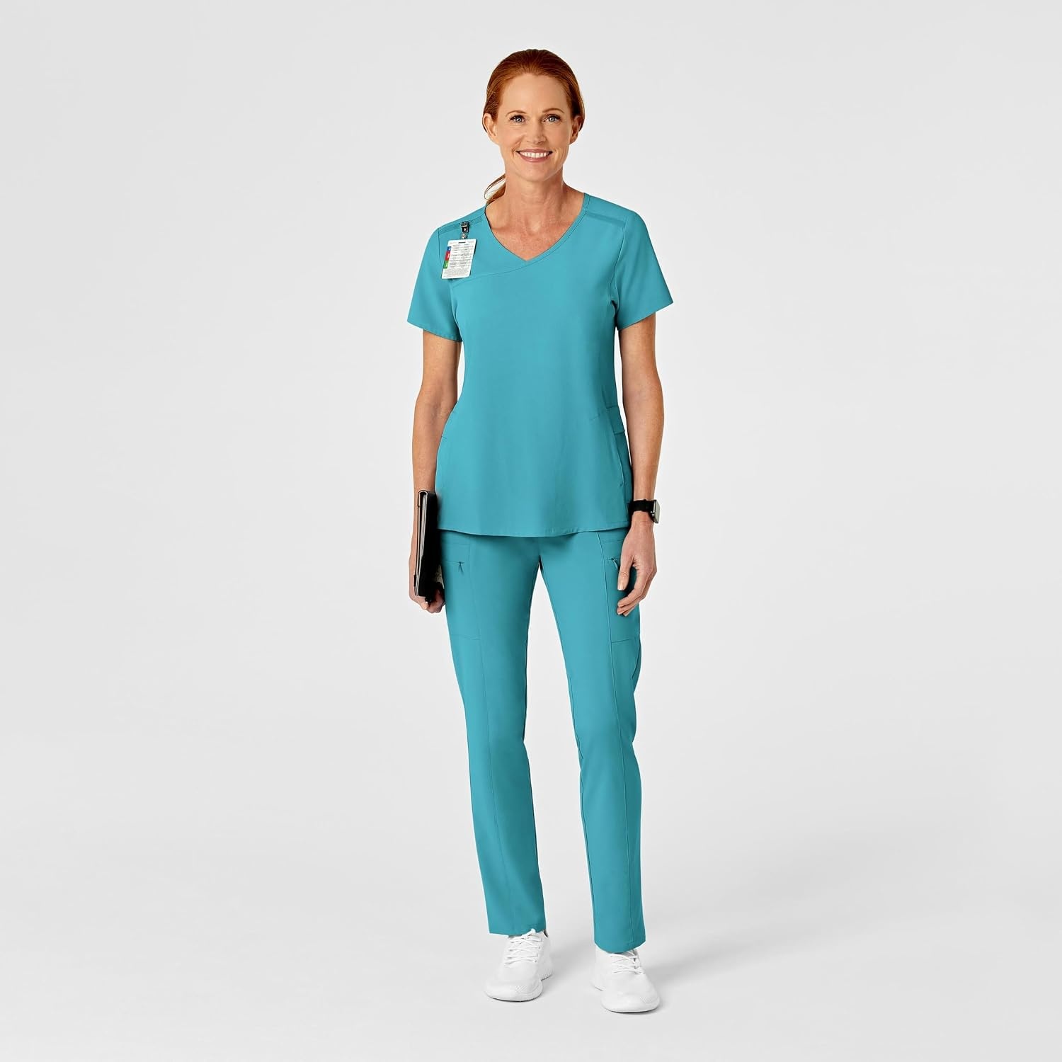 image:imageWINK Renew Womens High Waist Slim Leg Scrub PantTeal Blue