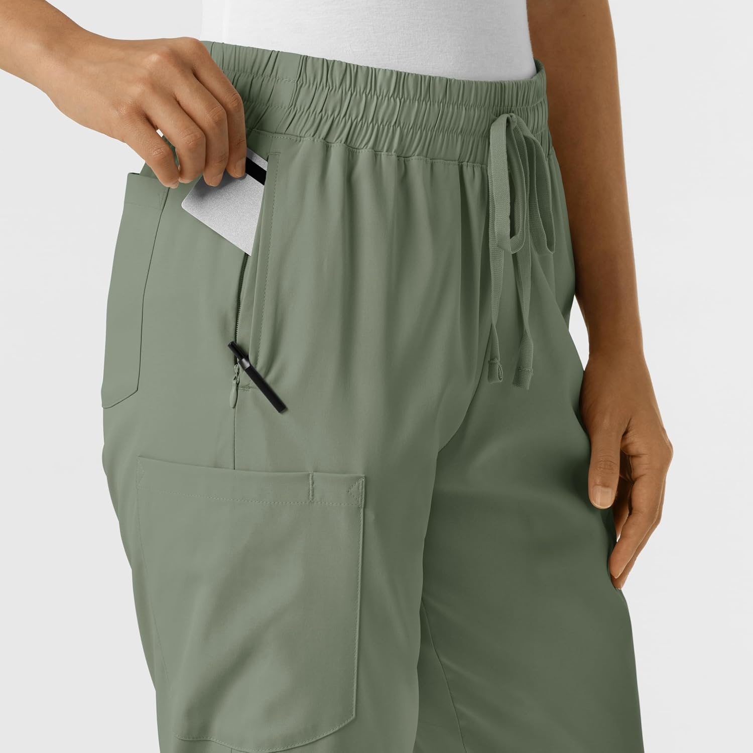 image:imageWINK Scrubs for Women Boundless Bootcut Pants with Drawstring and 6 PocketsSage