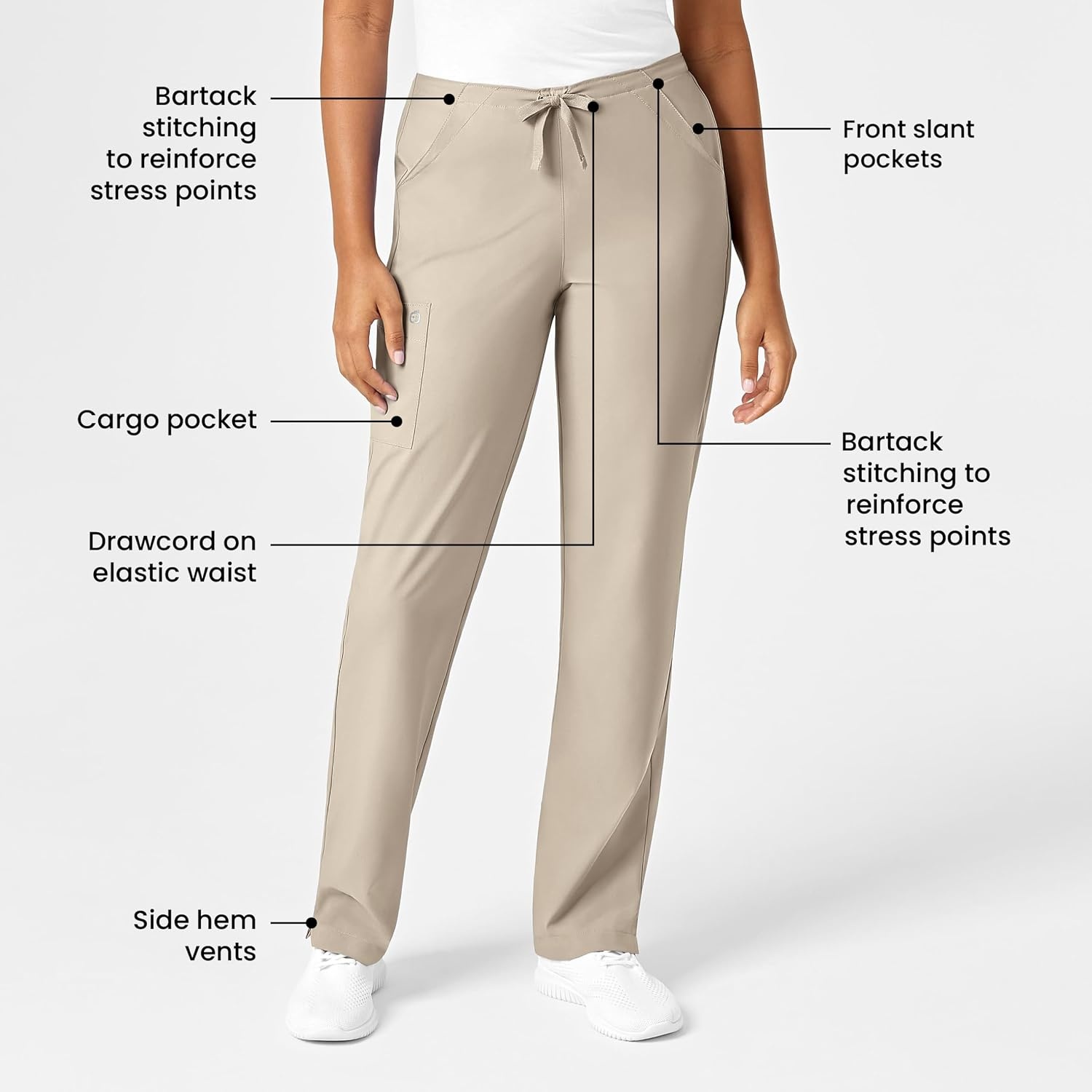 image:imageWINK W123 Womens Drawstring Scrub PantKhaki