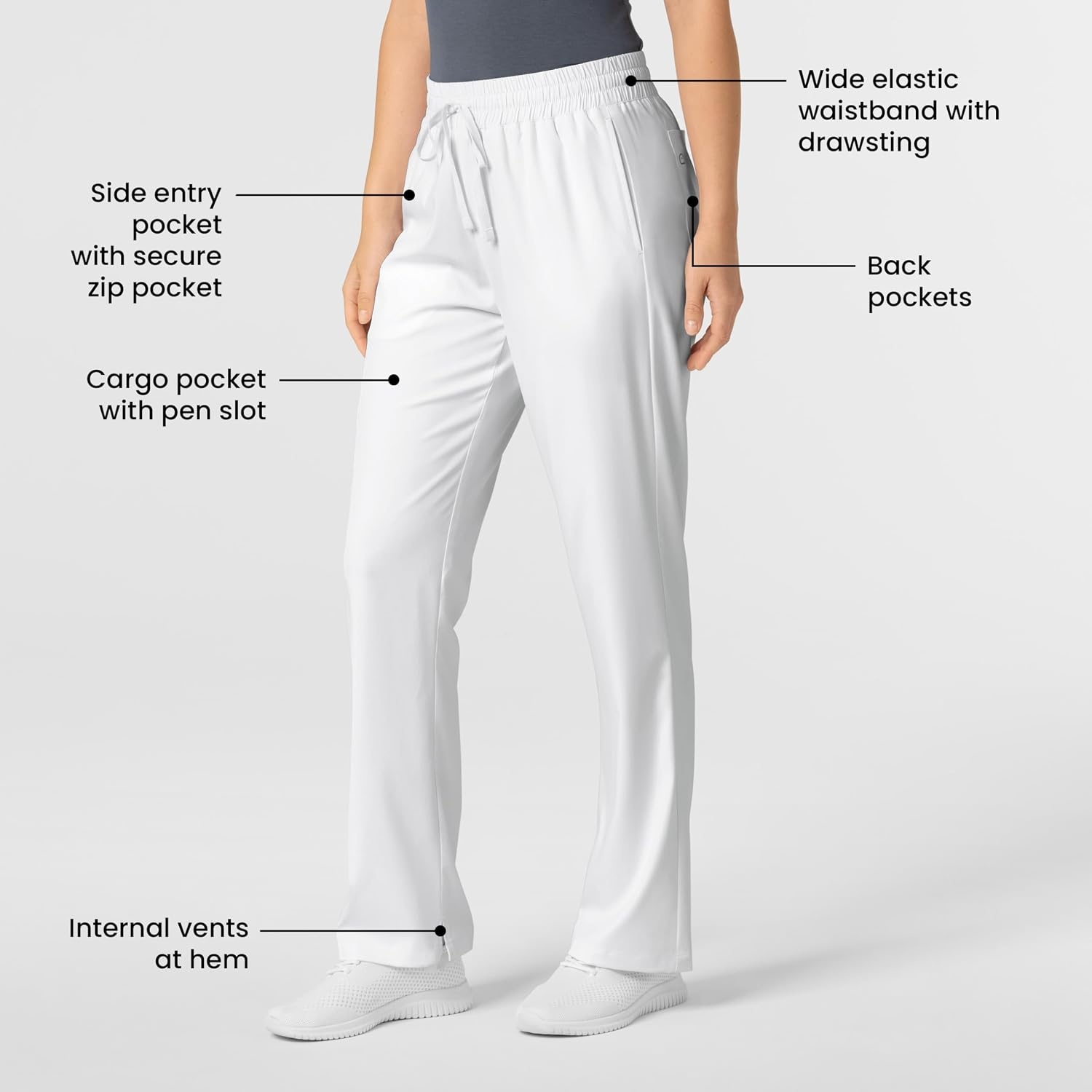 image:imageWink Boundless Womens Bootcut Scrub PantWhite