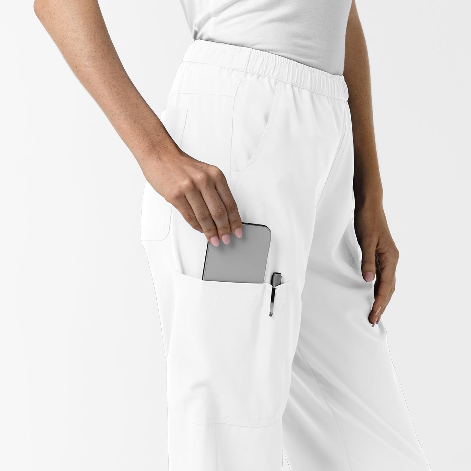 image:imageWink NURTUR Womens Slim Leg Scrub PantWhite