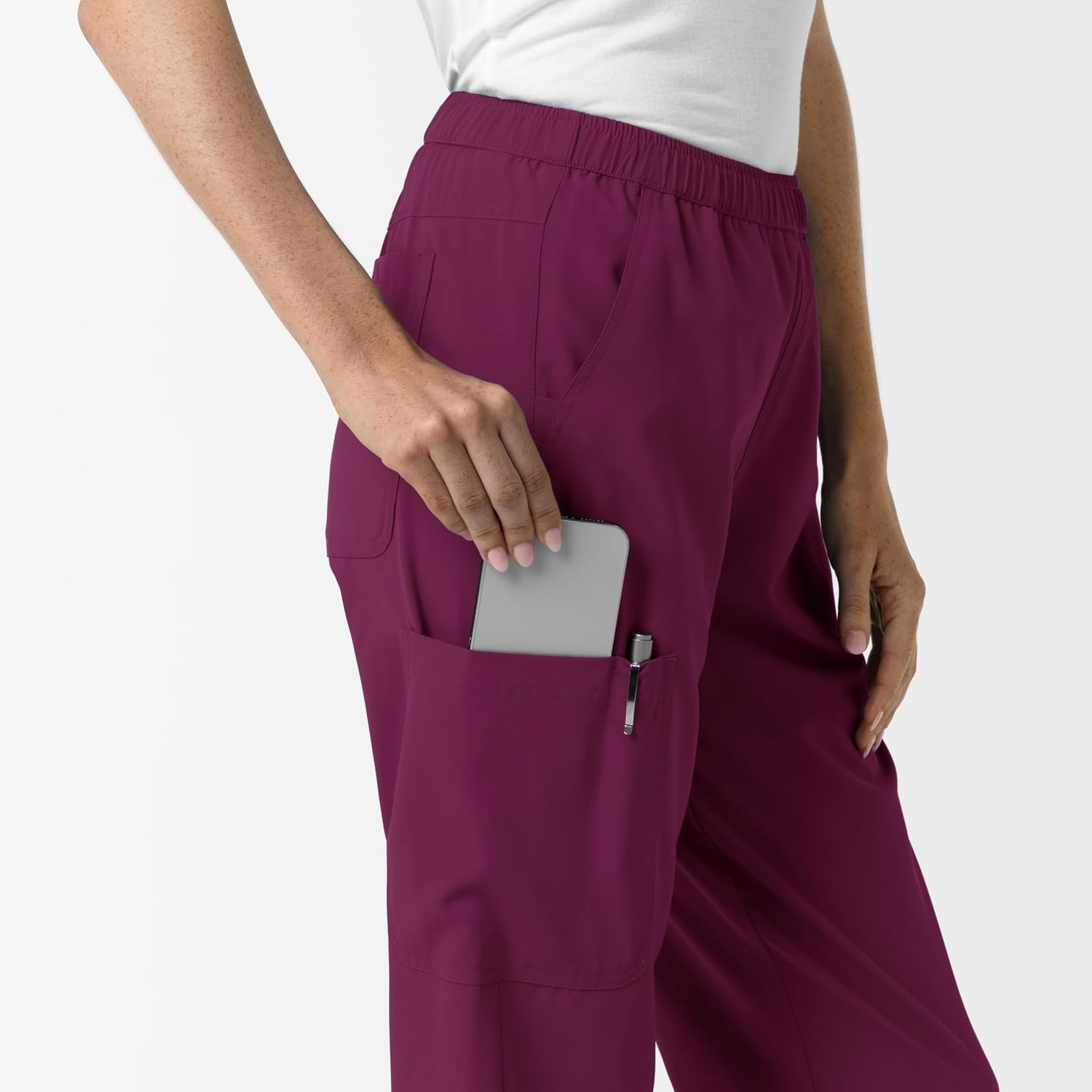 image:imageWink NURTUR Womens Slim Leg Scrub PantWine
