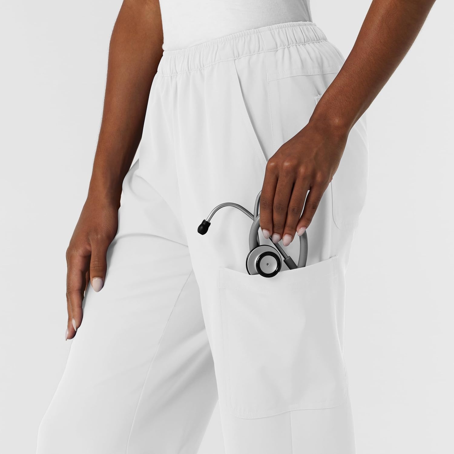 image:imageWink NURTUR Womens Straight Leg Cargo Scrub Pant White 3XL