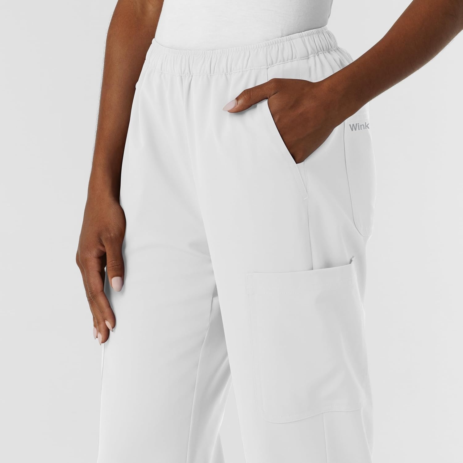image:imageWink NURTUR Womens Straight Leg Cargo Scrub Pant White 3XL