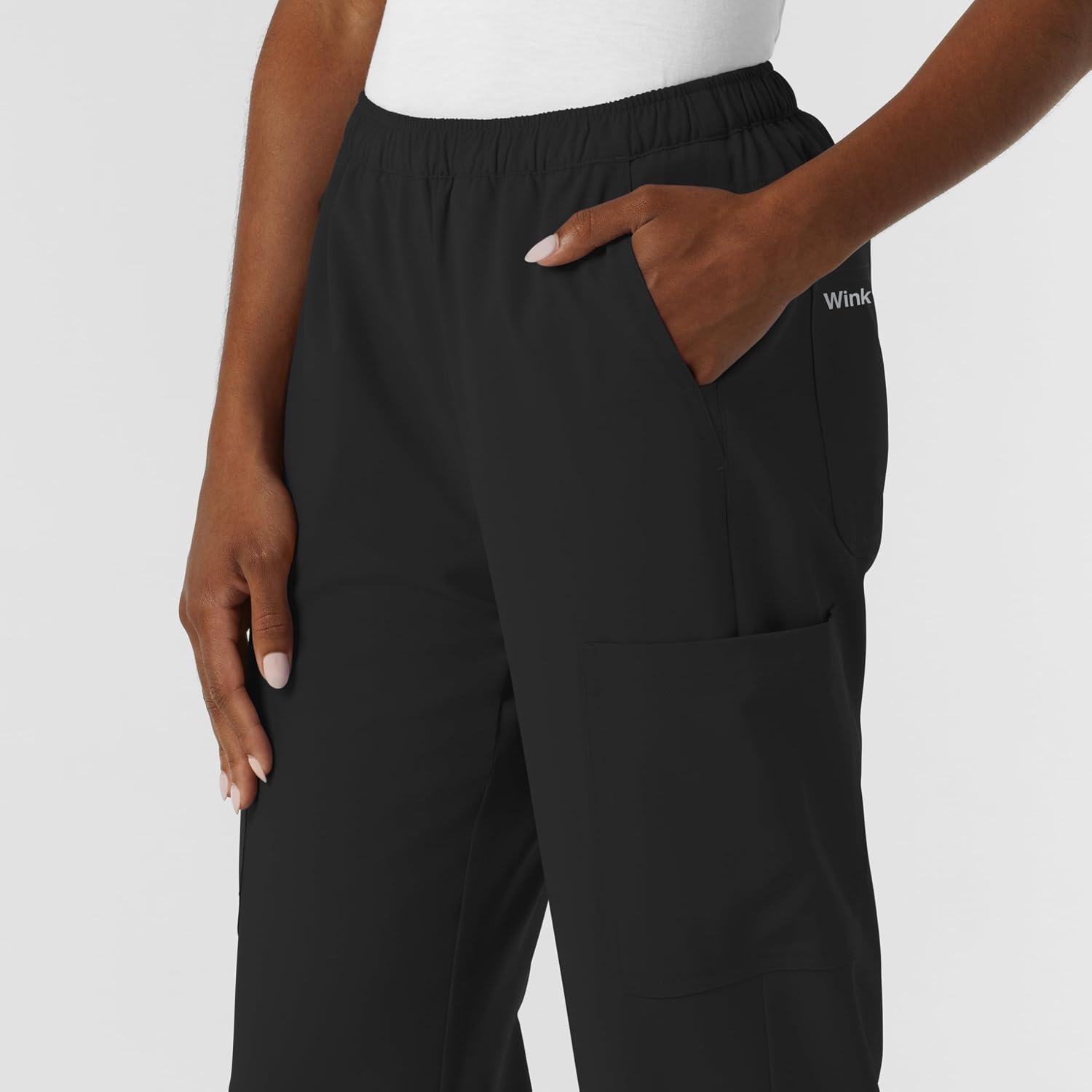 image:imageWink NURTUR Womens Straight Leg Cargo Scrub PantBlack