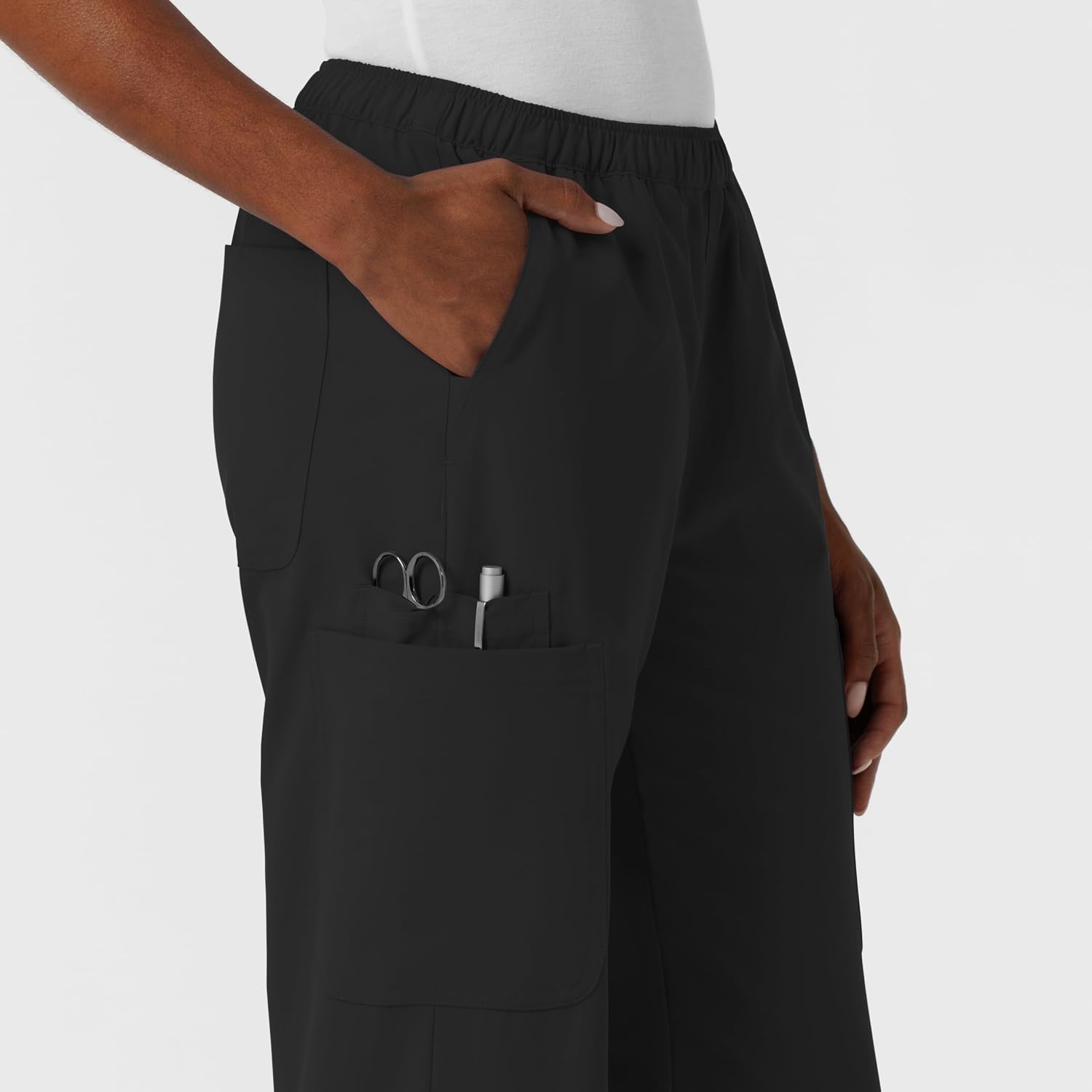 image:imageWink NURTUR Womens Straight Leg Cargo Scrub PantBlack