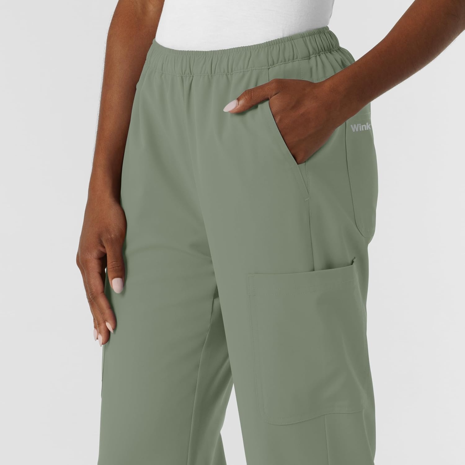 image:imageWink NURTUR Womens Straight Leg Cargo Scrub PantSage